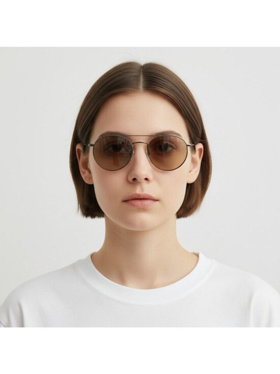 Misura Hong Kong Retro Oval Aviator Sunglasses With Gradient Lenses & Case main image 6